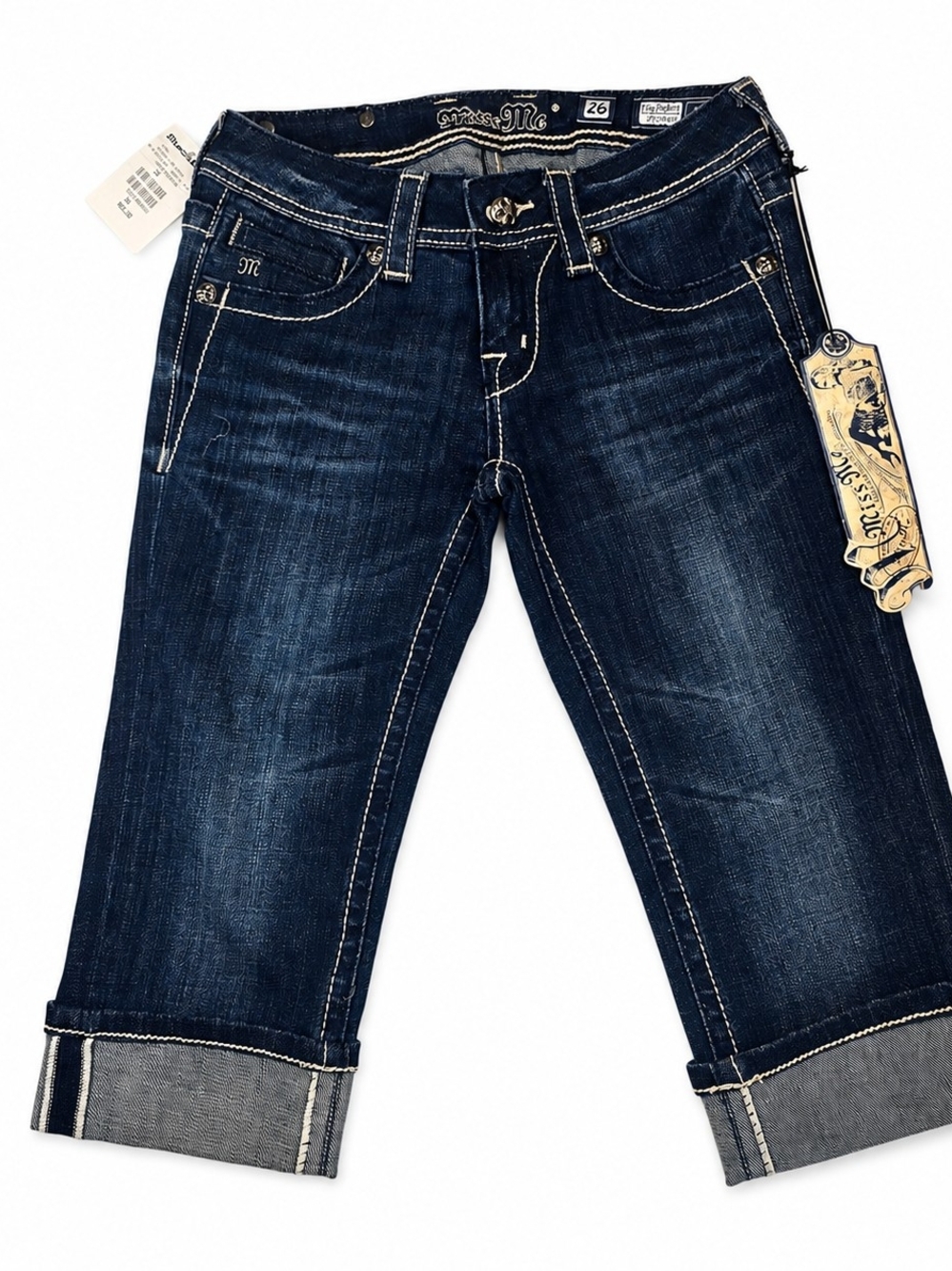 Miss Me Dark Wash Cuffed Cropped Jeans - Women's